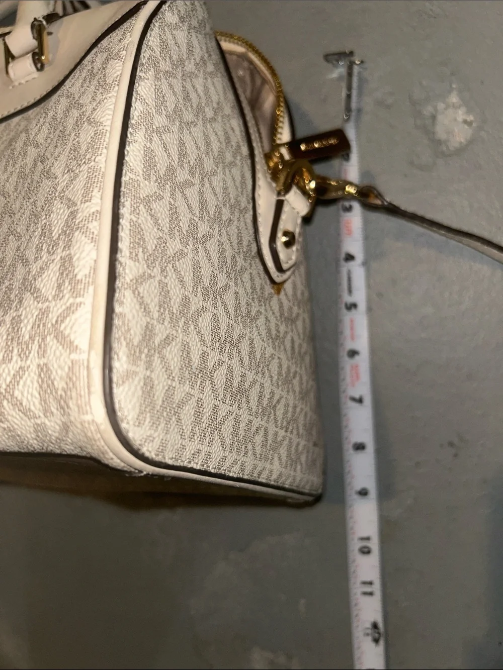 Michael Kors Monogram White and Cream duffel crossbody